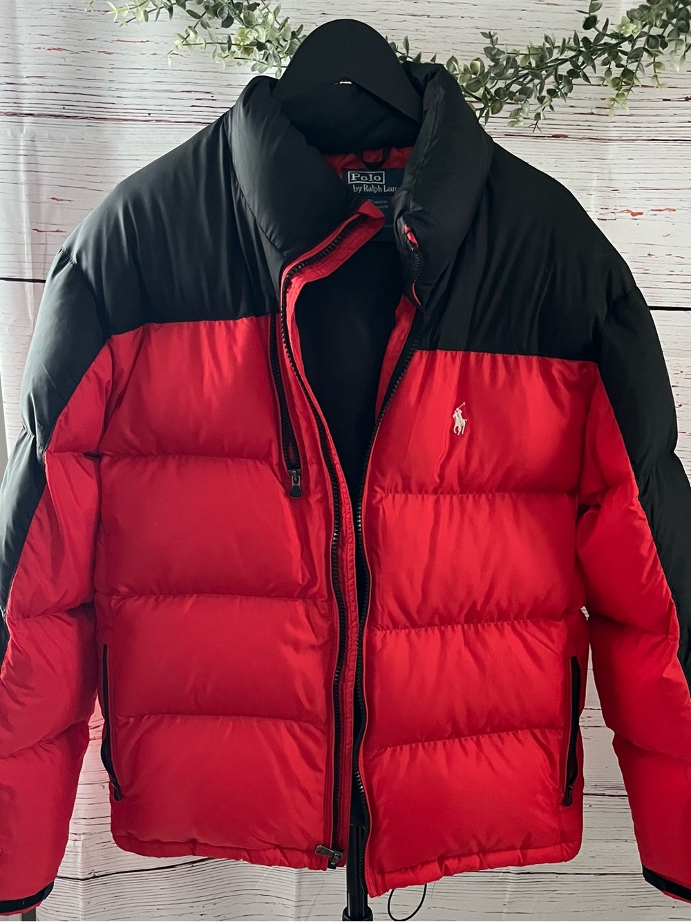 Ralph Lauren Red and Black Down Puffer Jacket